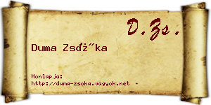 Duma Zsóka névjegykártya
